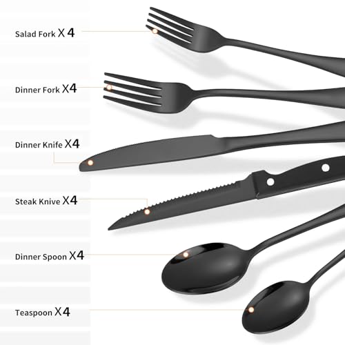 Save 13% on 24-Piece Black Stainless Steel Flatware Set - Image 2