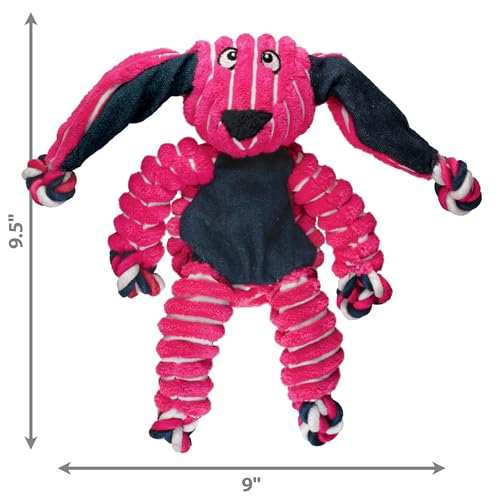 Kong Floppy Knots Bunny – internes Floppy-Knoten-Seilspielzeug für Hunde – Seil-Hundespielzeug mit Quietscher – S/M