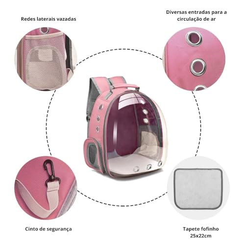 Mochila De Transporte Para Pets Cachorros E Gatos Com Ventilação Transparente E Visão Panorâmica Bol