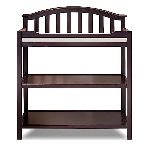 Image of Sorelle Furniture Berkley Changing Table and Changing Pad, Dressing and Diaper Changing Table for Baby Room, Nursery Furniture for Infant -Espresso