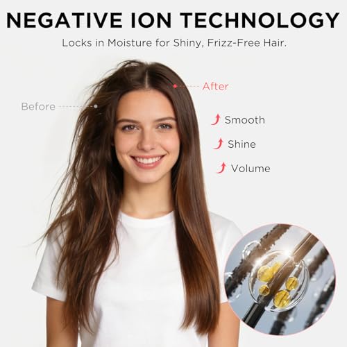 Image of Aima Beauty Blow Dryer Brush - Ionic Ceramic Hot Air Brush for Frizz-Free Straightening & Voluminous Blowout, 2.3'' / 60mm Oval Barrel with Nylon Bristles, 360 Surrounded Vent, 3 Heat Settings, White