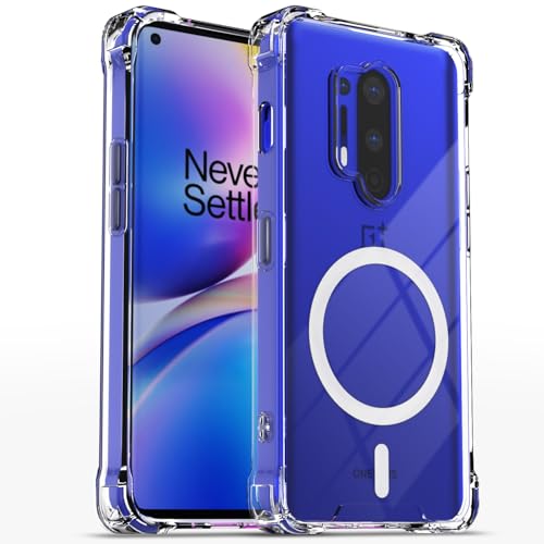 Image of Pikkme Back Cover for OnePlus 8 Pro Mag-Safe Shockproof PC + TPU Protective Case Magnetic Support Bumper Case (Transparent Mag-Safe)