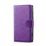 32nd® Funda Flip Carcasa de Piel Tipo Billetera para Sony Xperia E4 con Tapa y Cierre Magnético y Tarjetero - Morado