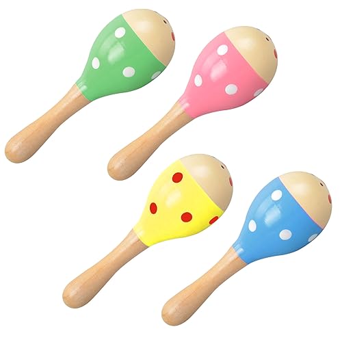 Holz Maracas, Eier Maracas, Egg Shaker, Egg Maracas, Percussion Musikintrument, Rassel Eier, Naturholz Maracas, Ideal für Frühkindliche Erziehung, Kinderpartys, 4 Stück