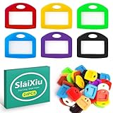 slaixiu 24PCS Writable Key Tags - Multi-Colored Plastic Key Organizers with Labels & Ring for Home & Office Use