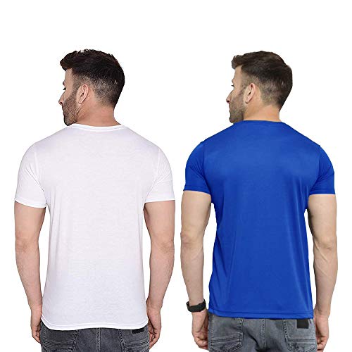 Image of TQH Men Dri Fit Polyester Half Sleeve Round Neck Multicolor t Shirts - Combo Set of 2