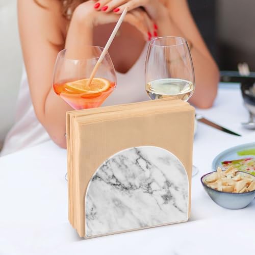 Vozoza Acrylic Fall Napkin Holder for Table Kitchen Marble White Grey Cocktail Dinner Napkin Holders Paper Towel Dispenser Countertop Modern Home Decor by Vozoza - Image 7