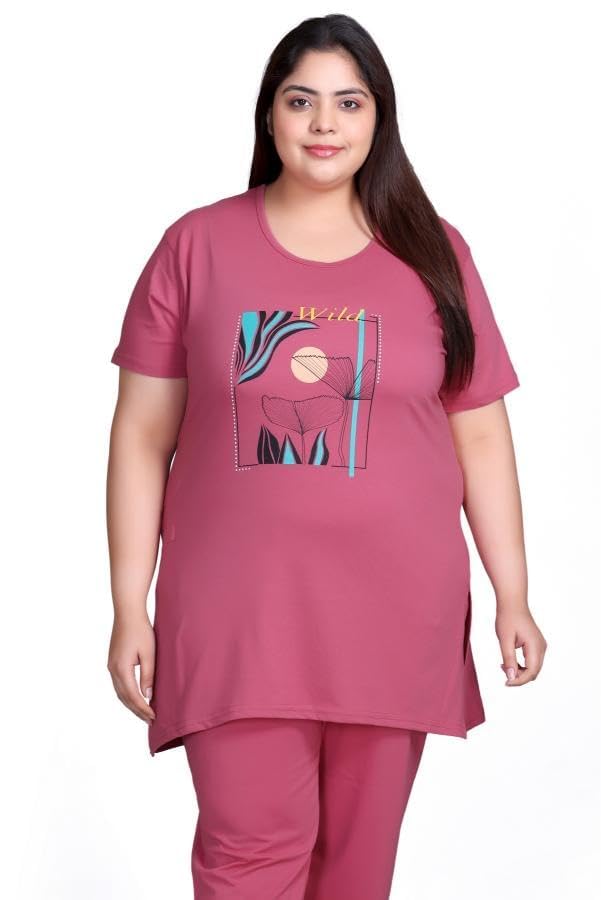 Image of In Love Women's Plus Size Longline T-Shirt with Side Pocket, 3 /4 Sleeve, Crew Neck