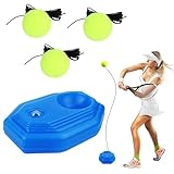 SUPRROW 3 Stück Tennis-Trainer Tennistrainer Set,Tennis Trainer Einfach Zu Bedienen,Tennisball Trainer Baseboard Set mit 3 Rebound Ball und Gummiband für Erwachsene Kinder Anfänger