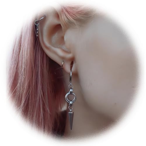 Gothic Punk Silver Spike Earrings Y2k Dangle Drop Hoop Cool Earrings Unique Personalities Jewelry for Women Men2