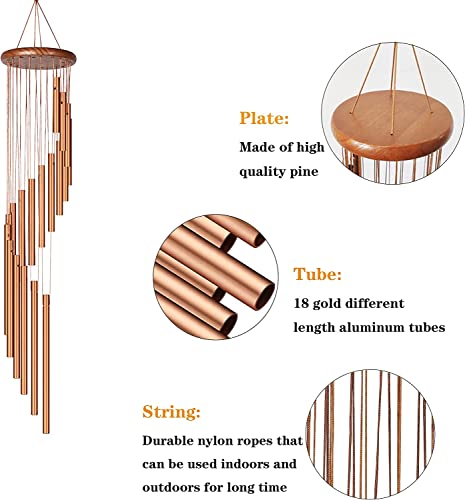 Sinos de vento GKPLY ao ar livre, sinos de vento grandes, sinos de jardim de 35 polegadas com 18 tub