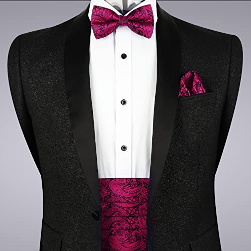 Image of Alizeal Mens Paisley Adjustable Bow Tie Set | Pre-tied Cummerbund Pocket Square Perfect for Weddings Business Formal Events