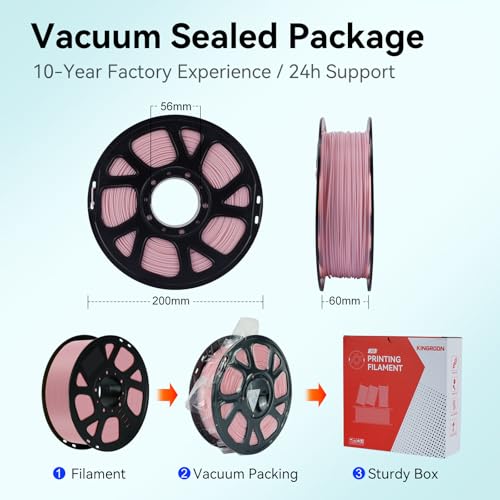 Image of Kingroon PLA Filament 1.75mm, 1kg Spool (2.2lbs), + /- 0.02mm Tolerance, Smooth 3D Printing Filament, Fits for Most FDM 3D Printers, Light Pink