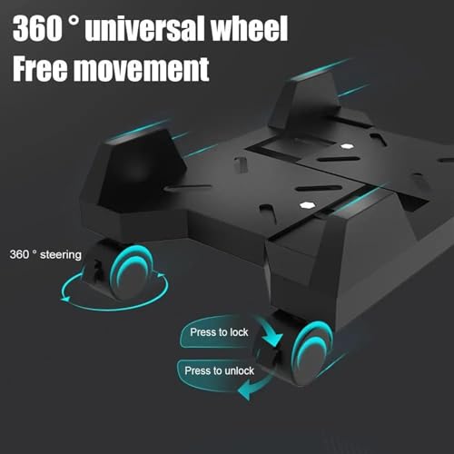 Soporte móvil para CPU de escritorio, soporte para torre PC bajo el escritorio con ruedas giratorias, rack para CPU principal para accesorios de oficina y hogar miniatura 3