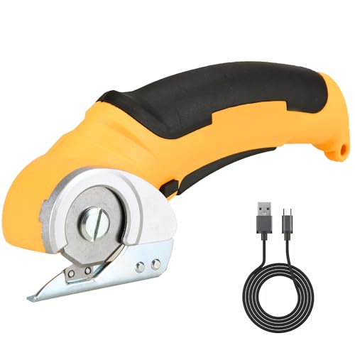 Cordless Electric Box Cardboard Cutter - Rechargeable Power Rotary Blade Cutting Scissor - Heavy Duty Automatic Sewing Scissors Shredder Tool - Chop Carton Boxes Card Board Fabric Carpet Rug Cutters