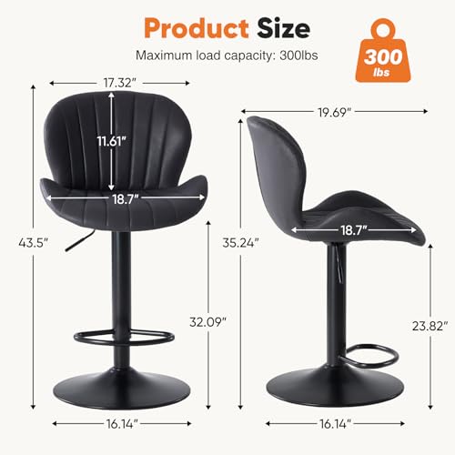 Image of Sweetcrispy Bar Stools Set of 4, Swivel Adjustable Height Fabric Bar Chair