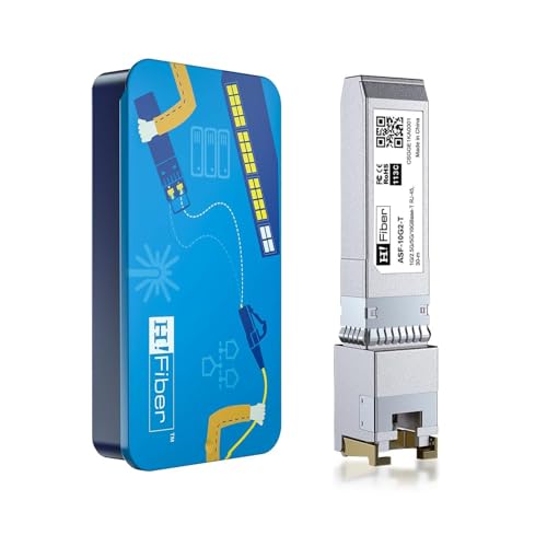 H!Fiber 10Gb SFP+ RJ45 Module, 10Gbase-T Ethernet SFP+ Copper Transceiver Support 10G/5G/2.5G/1.25G, Compatible with Cisco SFP-10G-T-S,Ubiquiti UF-RJ45-10G, UniFi, TP-Link, Meraki, MikroTik, 30m