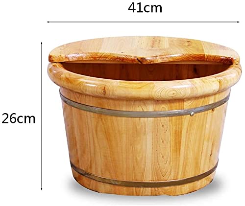 Cubo de baño de pies de madera con tapa para spa miniatura 2