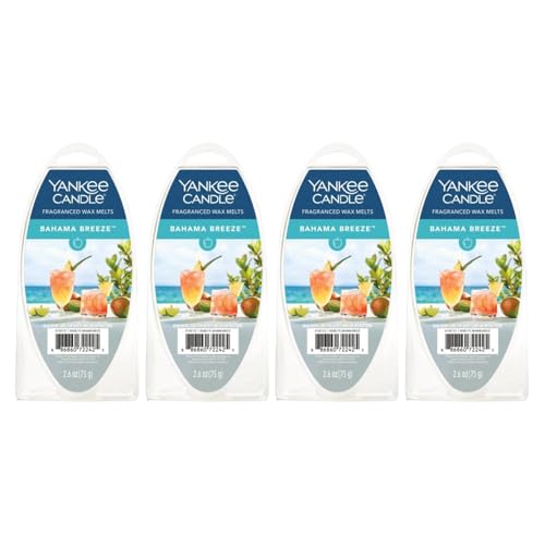 Yankee Candle Fragranced Wax Melts Bahama Breeze Scent Tropical Fruit & Vanilla Musk Aroma 6 Wax Spheres in one Pack (Pack of 4)