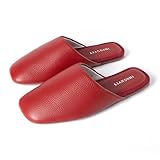 Hyfant Top Grain Leather Slippers for Women 8-8.5 Genuine Leather Slippers Scuff Slippers With Latex Pad for Women Minimalist Mules House Slip-on Shoes for Office Home Bedroom Living Room Guests Visitor