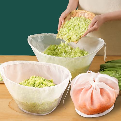 Daneohm 3PCS Organic Cotton Cheesecloth Bags - Reusable Straining Bags for Nut Milk, Soy Milk...