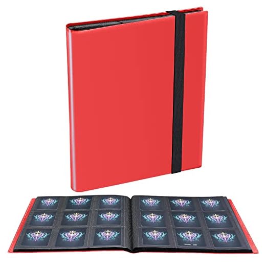 JIQEZNL Card Binder, Upgraded 9 Pockets Trading Card Collection Binder for Cards, 360 Card Book Holder Album for Yugioh, MTG, TCG, Magic, Sports Cards - Red