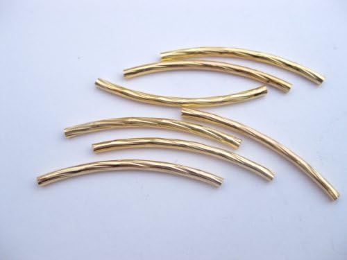 12 Gold coloured Curved Tube Spacer 35mm x 2mm. SP044