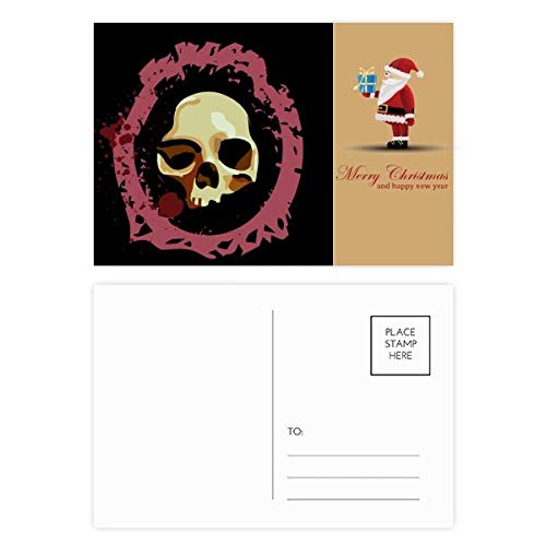 Cartes postales rondes Halloween tête de mort décorative et papeterie