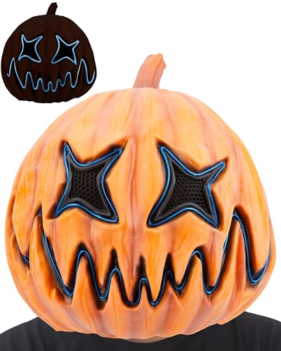 Masque de citrouille effrayant en latex bleu ultra réaliste pour Halloween