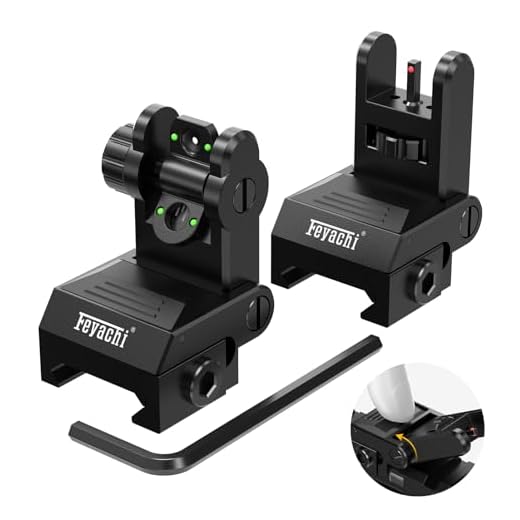Feyachi Iron Sight Flip Up Iron Sights Front and Rear Green Red Fiber Optics Backup Iron Sights with for Picatinny Rails