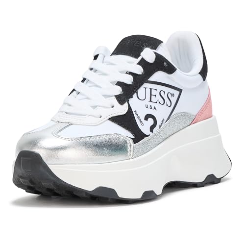 GUESS Damen Calebb Sneaker, Silber/Pink Multi 099, 37 EU