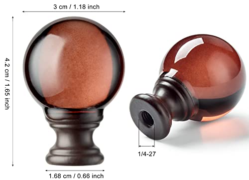 Image of 2 Pcs Lamp Finials, Ball Shaped Tawny Crystal Glass with Bronze Finish Screw Knob Base for Lamp Shade Top Cap, Decoration Accessories for Table and Floor Lamps (2 Inches Tall)