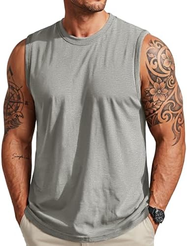 MAGCOMSEN Men's Sleeveless Shirts Workout Tank Top Cotton Gym Mus...