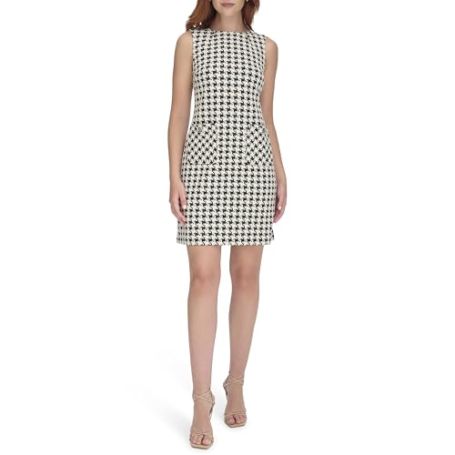Image of Tommy Hilfiger Women's Sleeveless Boat Neck Textured Knit Shift Mini Dress