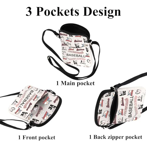 FUSTMW Baseball Crossbody Bags for Women Gifts For Baseball Lovers Small Crossbody Cell Phone Purse Shoulder Wallet Bag3