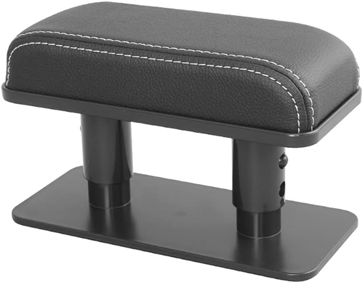 QircCar Armrest Pad, Left Elbow Support, General Leather Booster Pad, Central Armrest Box, Adjustable Armrest (Black white line)