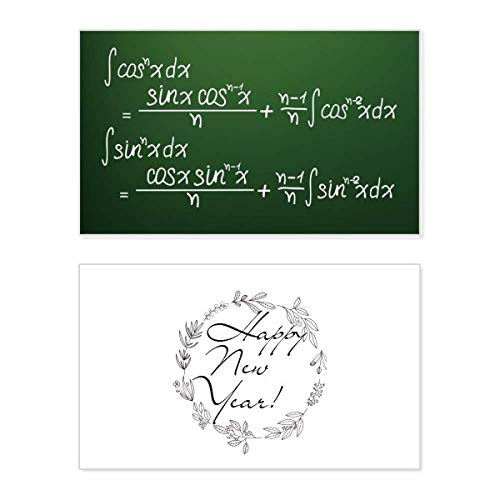 Tarjeta conmemorativa de Año Nuevo con fórmulas de coseno e integral para matemáticos