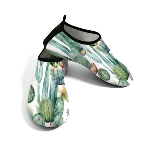 Zapatos deportivos acuáticos unisex sin cordones con estampado de cactus y flores