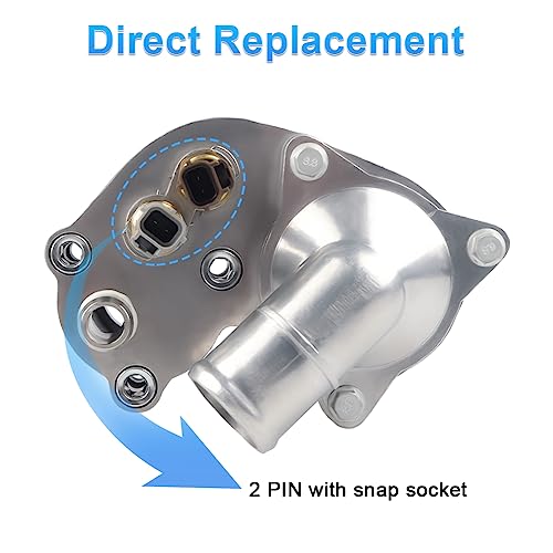 Image of 4L5E8A586AB Aluminum Thermostat Housing Compatible with 01-05 Ford Explorer | Compatible with 2001-2011 Ranger 2001-2008 Mazda B4000 2001 Mercury Mountaineer, Replace for SK121093 4L5E8594AA 4L5E8A586BB