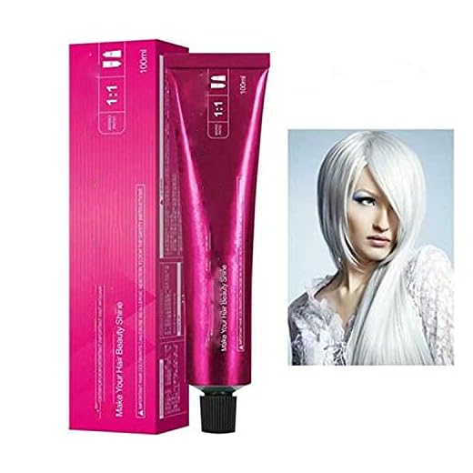 Hair Coloring Dye Mild Safe Hair Dyeing Shampoo, Long Lasting Effect without Using Bleach not Easily Fade, DIY Fashion Hair Dye Permanent for Men and Women (White)