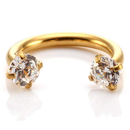 Jovivi 2-5pcs 16G Stainless Steel Cubic Zirconia Horseshoe Multi-functional Lip/Nose/Nipple/Eyebrow Captive Hoop Ring Barbell Tragus Cartilage Stud Earrings 5/16"4