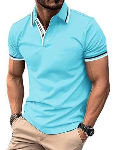 SwissWell Polo Hombre Manga Corta Polo de Golf Polo Shirt de Secado Rápido Verano Transpirable Camisetas de Tenis