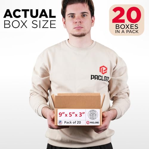Image of Small Cardboard Boxes 9 inchL x 5 inchW x 3 inchH (Pack of 20) - USA-Made Packing Boxes for Moving, Shipping, or Storage - USPS, UPS, FedEx Approved - Professional Packing Supplies for Moving | USA-Made Packing Boxes for Moving, Shipping, or Storage - USPS, UPS, FedEx Approved - Professional Packing Supplies