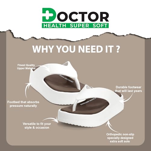 Image of DOCTOR HEALTH SUPER SOFT Women's Orthopedic Soft Platform Slippers | Ultra-Cushioned Shock Absorbing Footbed | Lightweight Anti-Skid Everyday Wear Comfort Flip Flops for All-Day Support