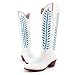 DREAMCIA Women's Knee High Boots Cowboy Boots for Women Wide Calf Chunky Heel Fashion Stylish Embroidered Western Cowgirl Boot Cowgirl with Contrast Foliage Inlay WhiteBlue 8