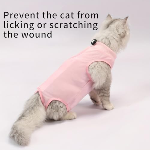 Katzenbody Nach Op,Katzen Body Für Katzen Operation,Body Katze Nach OP,Professioneller Genesungsanzug für katzen,Recovery Suit Anti-Leck E-Halsband Alternative für Bauchwunden Hautkrankheiten (Rosa,M)
