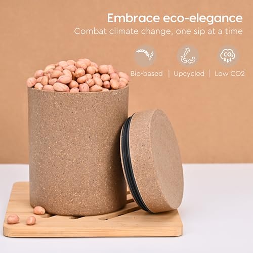 Image of Eha Earth Friendly Canister With Air Tight Lid | Food Storage Container Jars | Microwave Safe | Made With Rice Husk And Bamboo Fibers | 700Ml | 1 Piece | Tortilla,Multicolor