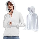 [KANGNAN] UVカット ラッシュガード レディース 長袖 パーカー 着脱可能なつば 紫外線対策 UPF50＋ 指穴付き 速乾通気 ウォーキング アウター シンプル（L）