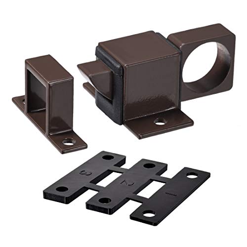 sourcing map Porte Boulon Loquet Aluminium Alliage Sécurité Automatique Fenêtre Portail Ressort Rebond Verrouillage Marron