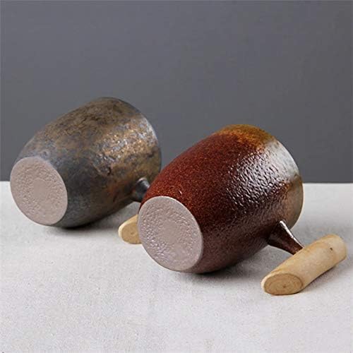 Miniatura 3 de Taza de café de cerámica vintage de estilo japonés, taza de té con leche y cerveza con mango de madera, taza para agua, oficina en casa (estilo 2 A)